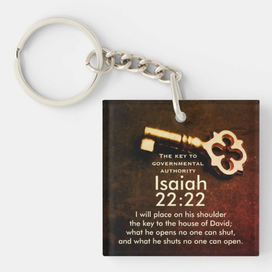Isaiah 22:22 Sleutel van het Huis van David Bible  Sleutelhanger (Voorkant)