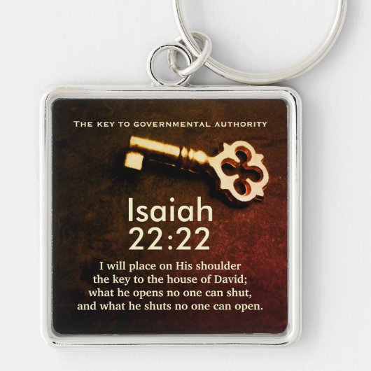 Isaiah 22:22 Sleutel van het Huis van David Bible Sleutelhanger (Voorkant)