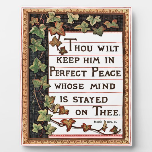 Isaiah 26:3 Victoriaans Scripture Plaque Fotoplaat (Voorkant)
