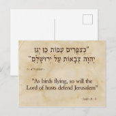 Isaiah 31:5 Hebreeuws en Engels Briefkaart (Voorkant / Achterkant)