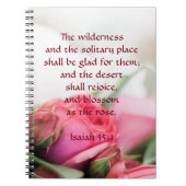 Isaiah 35:1 - de woestijn is blij en bloesem notitieboek (Voorkant)