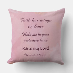 Isaiah 40:11 Faith Decorative Pillow Pink Dream Kussen