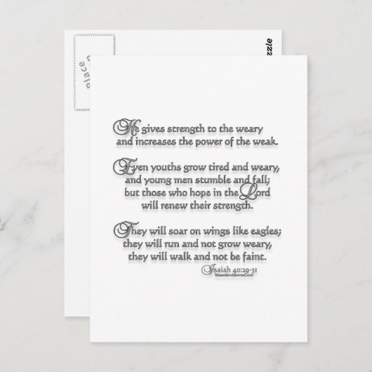 Isaiah 40:29-31 briefkaart (Voorkant / Achterkant)