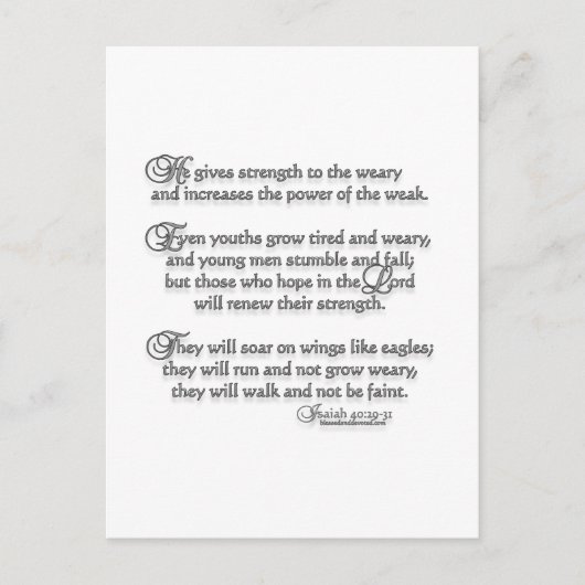 Isaiah 40:29-31 briefkaart (Voorkant)
