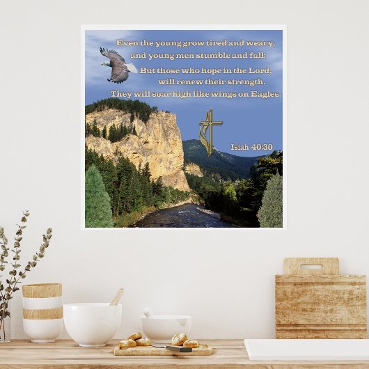 Isaiah 40:30-31 poster (Keuken)