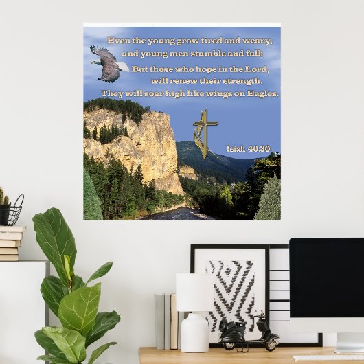 Isaiah 40:30-31 poster (Thuiskantoor)