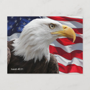 Isaiah 40:31 Amerikaanse vlag op Eagle Wings Briefkaart