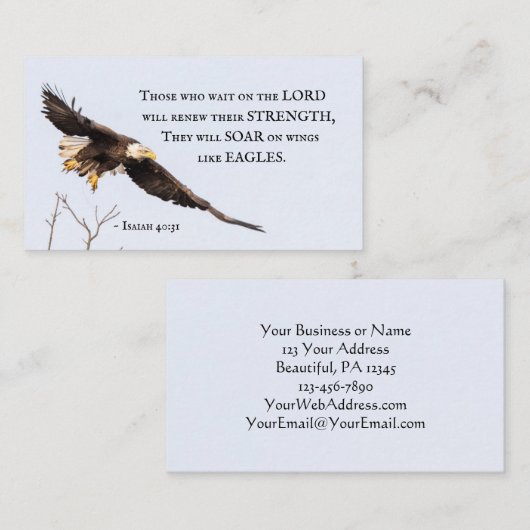 Isaiah 40:31 Bald Eagle Christelijke Bijbelverse Visitekaartje (Voorkant / Achterkant)