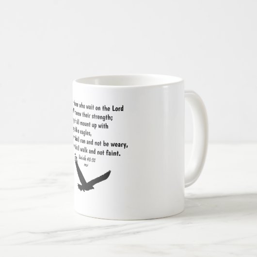 Isaiah 40:31 Bijbelversie-scripts Koffiemok (Voorkant rechts)