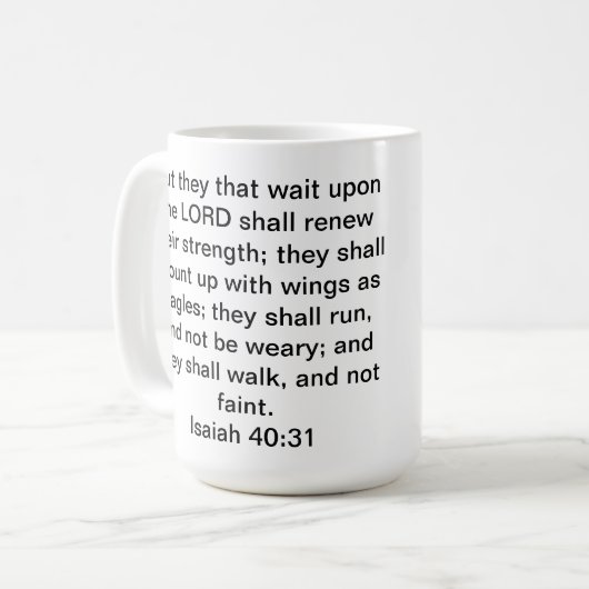 Isaiah 40:31 koffie-mok koffiemok (Voorkant links)
