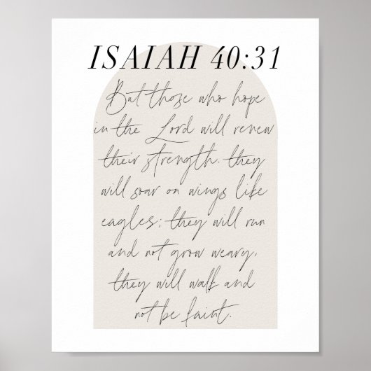 Isaiah 40:31 Minimale Boho Beige Arch Poster (Voorkant)