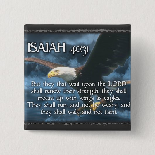 ISAIAH 40:31 Opstelling met vleugels als ELGF Vierkante Button 5,1 Cm (Voorkant)