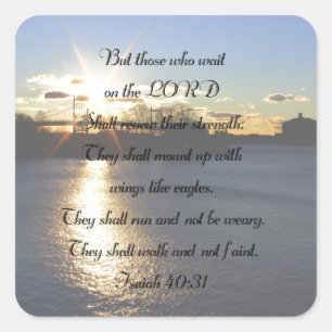 Isaiah 40:31...vleugels als adelaars... vierkante sticker