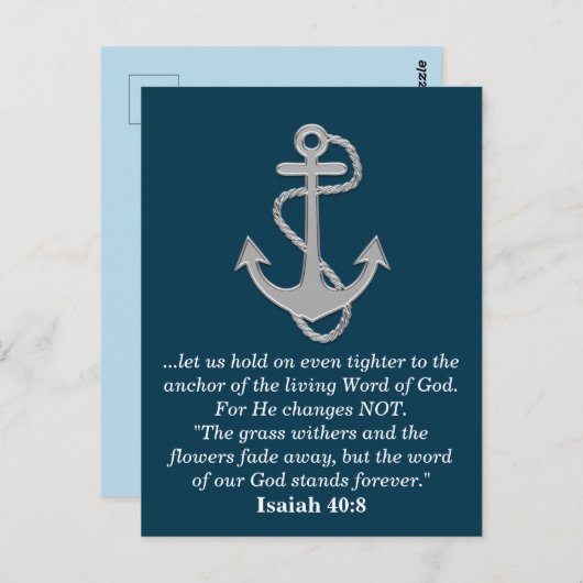 Isaiah 40:8 Bijbelgoden Word Anchor Blauwgroen Blu Briefkaart (Voorkant / Achterkant)