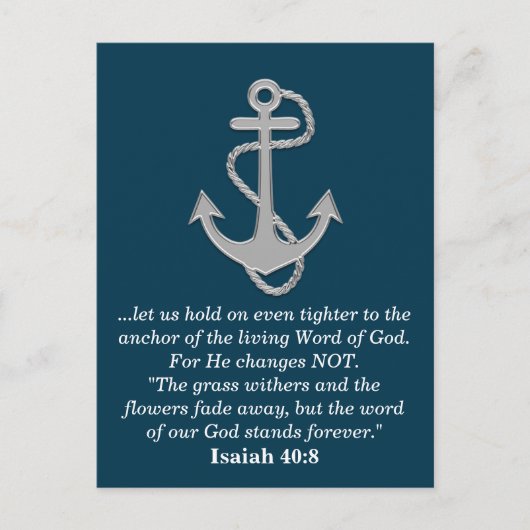 Isaiah 40:8 Bijbelgoden Word Anchor Blauwgroen Blu Briefkaart (Voorkant)