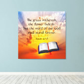 Isaiah 40:8 canvas afdruk (Insitu (Houten vloer))