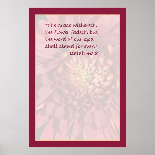 Isaiah 40:8 Manuscript Print (Red Mum) (Voorkant)