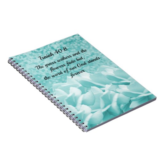 Isaiah 40:8 Notitieboek Scripture Verse Aqua Flowe (Rechterzijde)