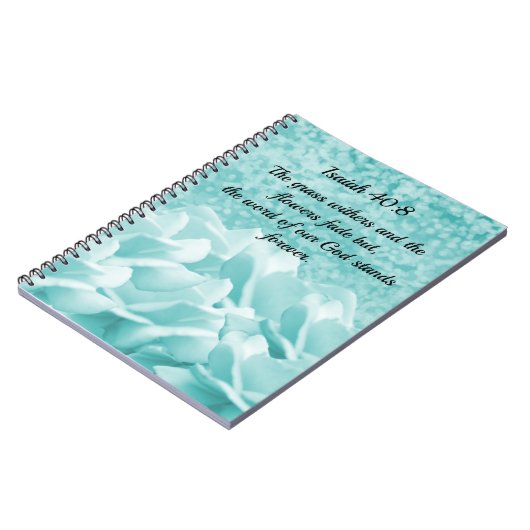 Isaiah 40:8 Notitieboek Scripture Verse Aqua Flowe (Linkerzijde)