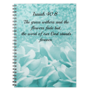 Isaiah 40:8 Notitieboek Scripture Verse Aqua Flowe