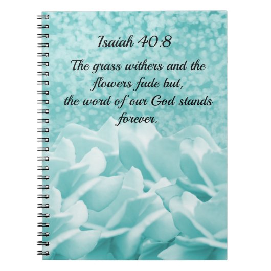 Isaiah 40:8 Notitieboek Scripture Verse Aqua Flowe (Voorkant)