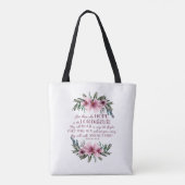 Isaiah 40 Bijbelversie met roze bloemen Tote Bag (Achterkant)