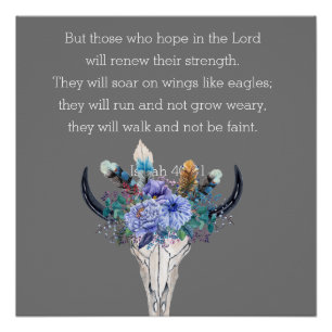 Isaiah 40 Hope Bijbel Verse Boho Skull Perfect Poster