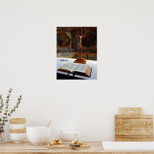 Isaiah 41:10 Bijbel en kruis Poster (Keuken)