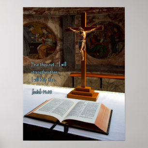 Isaiah 41:10 Bijbel en kruis Poster