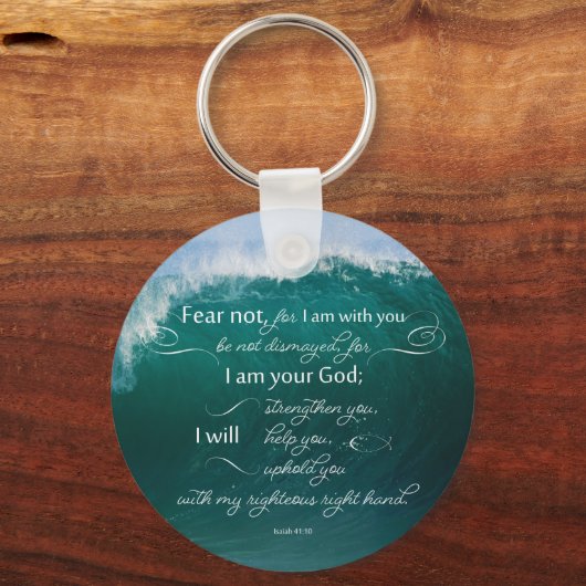 Isaiah 41 10 Bijbelverse Button Sleutelhanger (Voorkant)