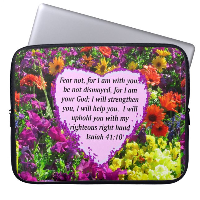  ISAIAH 41:10 FLORAL ONTWERP LAPTOP SLEEVE (Voorkant)