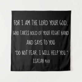 Isaiah 41:13 Bijbelbericht zwart Wandkleed