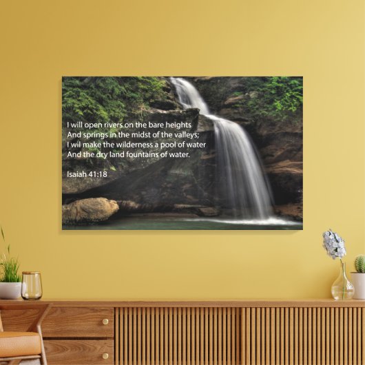 Isaiah 41:18 Waterfall Canvas Afdruk (Insitu (Woonkamer))