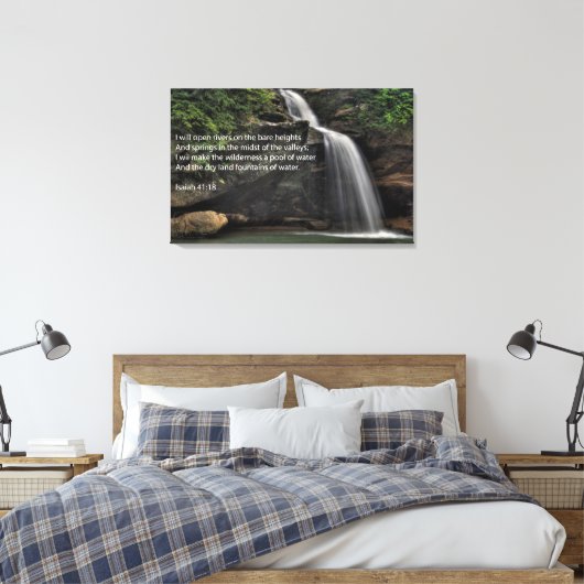 Isaiah 41:18 Waterfall Canvas Afdruk (Insitu (Slaapkamer))