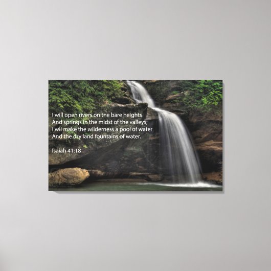 Isaiah 41:18 Waterfall Canvas Afdruk (Voorkant)