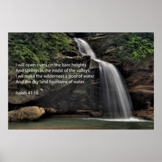 Isaiah 41:18 Waterfall Poster (Voorkant)