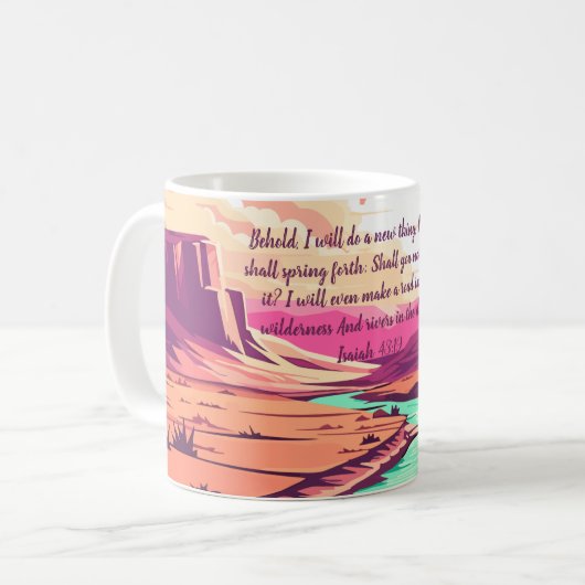 Isaiah 43:19 Coffee Mug River Desert Koffiemok (Voorkant links)