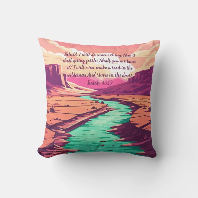 Isaiah 43:19 Throw pillow River Desert Kussen (Voorkant)