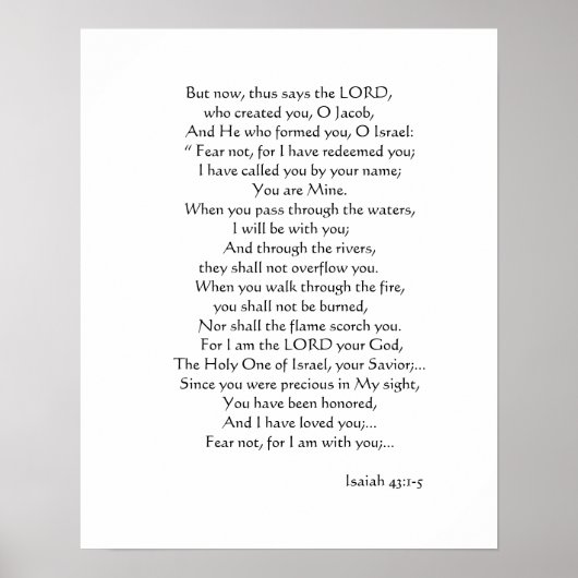 Isaiah 43:1-5 poster (Voorkant)