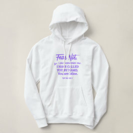 Isaiah 43:1 Fear not I have Redeemed Purple Text Hoodie