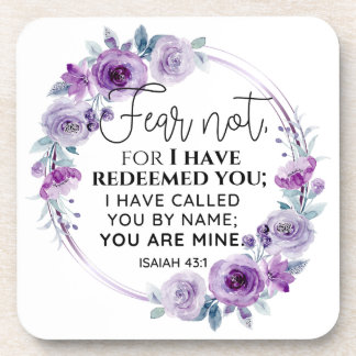 Isaiah 43:1 Fear not I have Redeemed you Floral Bier Onderzetter