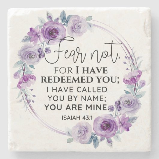 Isaiah 43:1 Fear not I have Redeemed you Floral Stenen Onderzetter (Voorkant)