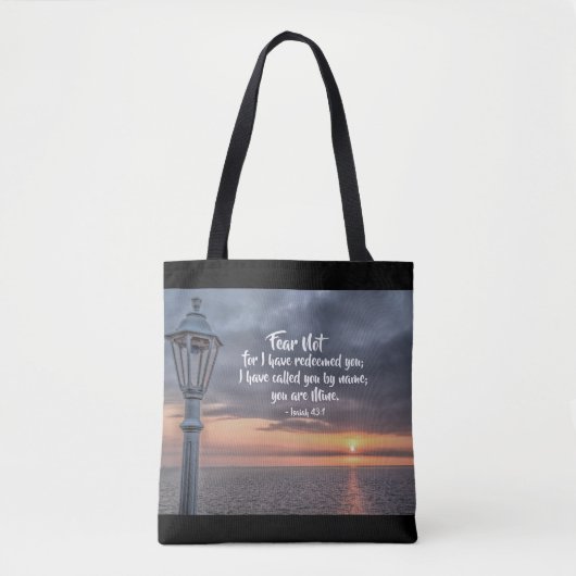 Isaiah 43:1 Vrees niet voor ik je bijbel heb terug Tote Bag (Voorkant)