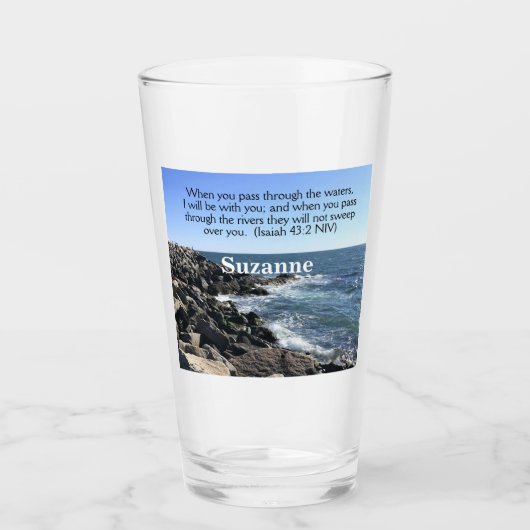 Isaiah 43:2 ik zal met je foto van de oceaan zijn glas (Voorkant)