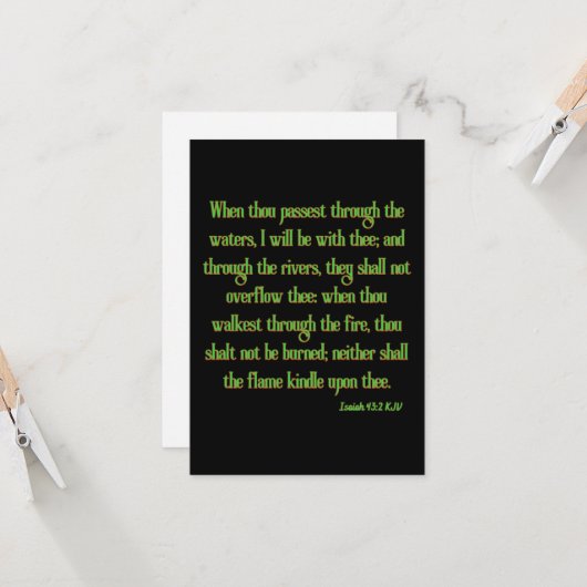 Isaiah 43:2 KJV Bijbel Wenskaart met scripts Kaart (Voorkant / Achterkant in situ)