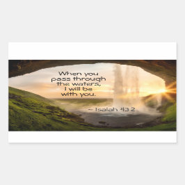 Isaiah 43:2 Wanneer je door de bijbel van de water Rechthoekige Sticker