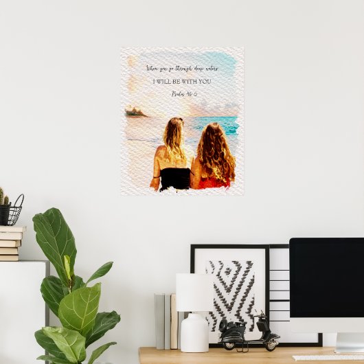 Isaiah 43 2 Waterverf Moeder Zee Uitzicht Poster (Thuiskantoor)