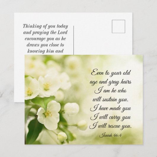 Isaiah 46:4 Ik ben Hij die je bloemen zal onderhou Briefkaart (Voorkant / Achterkant)