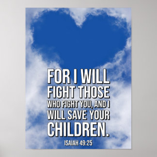 Isaiah 49:25 Bijbelverse Poster