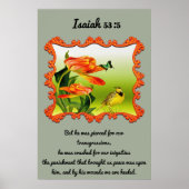 Isaiah 53:5 Gele en zwarte kanarie spotvogel Poster (Voorkant)
